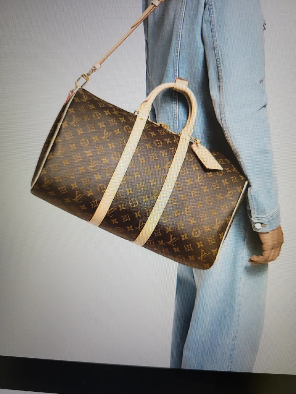 Louis Vuitton Beige & Brown Monogram Keepall 45 Travel Bag